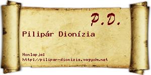 Pilipár Dionízia névjegykártya
